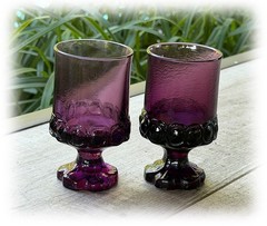 2 Vintage Tiffin Franciscan Madeira Plum Wine or Juice Glass 4 7/8″ Tall 1970s