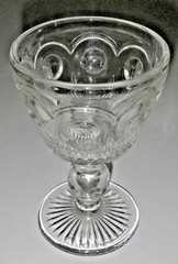Bartlett-Collins St Genevieve Clear Wine Glass 4.75” Bullseye Cane Vtg Ball Stem
