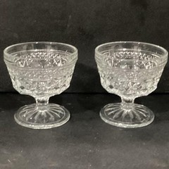 Anchor Hocking Wexford Wine Glasses Diamond Cut Pattern Pressed Glass set of 2