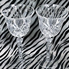 2 Gorham ROSEWOOD Clear Cut Crystal Wine Glasses 7 & 7/8 in. 1999-2006