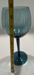 Vintage Pier 1? Ribbed Swirl Turquoise Wine Goblets 8.5”T Set Of 5