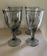 NORITAKE Sweet Swirl Smoke Gray Water Goblets 7 3/8 Inch Set of 4 NEW COND