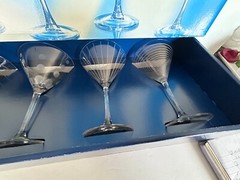 Mikasa Cheers Clear Mix Set of Etched Glass Glasses Martini in box #1