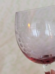 Glass Goblet With Etched Lavendar Bowl And Clear Stem