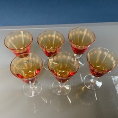 GUS KHRUSTALNY , Liquor glasses “GOLDEN WEDDING” 6pcs, USSR