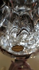Vintage RARE Crystal CUT GLASS TUMBLE UP Carafe & Tumbler PINWHEEL Tag POLAND!