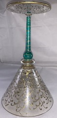 Pier 1 Rioja Martini Glass Jubilee Hand Painted Gold Scrolls Green Stem 8 Inch
