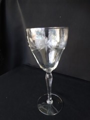 Unknown Maker Clear Panel Optic Grey Cut 10oz Water Goblet UNK13314 Stawflower