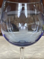 SET OF 2 WATERFORD Marquis CRYSTAL POLKA DOT PINK & BLUE BALLOON WINE GLASSES