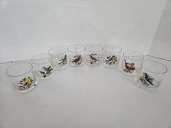 8 Vintage West Virginia Glass Co. Song Birds 3.5″ Drinking Glasses FREE SHIPPING
