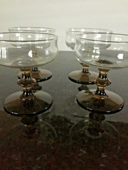 Libbey Tawny Accent Smoke Brown Footed Champagne Glass Sherbets Set of 4