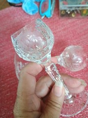 2 Pc Vtg Beyer Germany Cordials Heavy Crystal Stemware Small Size