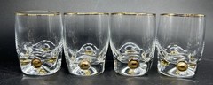 8 Pc Gilded MCM Bohemian Czech Glass Golden Zuzana Tumblers Shot Glasses