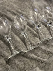 Glass Fluted Wine Glasses 4 Set 7.5” MCM Stemmed Vintage Lot Goblet