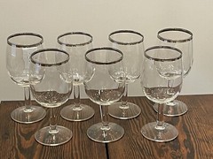 Crystal Goblets Platinum Rim 6 3/8” Set of 7