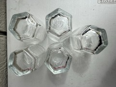 5 Libbey Chivalry Clear Juice Shot Glasses Set Textured Faceted Panel Tumblers
