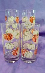 4 Libbey Royal Norfolk Crisa Pumpkins Fall Harvest Hball/Tumbler Glasses 16 Oz