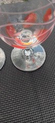 Set of 3 Frosted Swirl Stemmed Wine Glasses Red Green Blue Dot Accent
