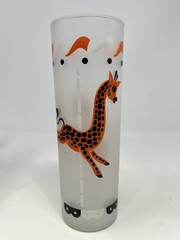 Libbey Circus Carousel Tom Collins Frosted Animal Merry-Go-Round Cups Full Set 8