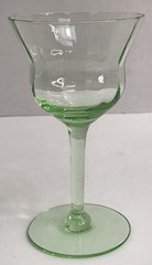 Set of 6 Uranium Green Cocktail Champagne Wine Glasses 5″ Depression Era UV Glow