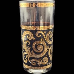 Vintage Culver Toledo 22kt Gold & Black Highball Glasses Set of 6