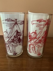 LOT of 2 LUKE THE LION PEANUT BUTTER GLASS TUMBLERS MONARCH FOODS