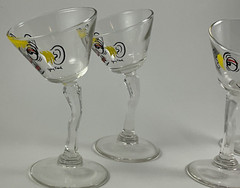 Vtg MCM Gay Fad Tipsy Martini Glasses Qty 4 1950s