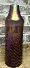 John Cook Koi Glass Hand Blown Dark Blue Iridescent Bottle Signed Tumbler Vase