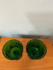 Set-2 Mosser Glass Arlington Hunter Green Goblets.