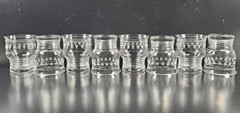 8 Stuart Crystal Dash Dot Tumblers Set Depression Clear Cut England Antique Lot