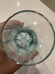 Clear Glass Tumbler Glasses w/ Amethyst and & Aqua Bases Set of 2, 5.5 “ tall