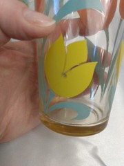 Hazelware Pink & Yellow Tulip Drinking Glasses Set of 4 Spring Easter