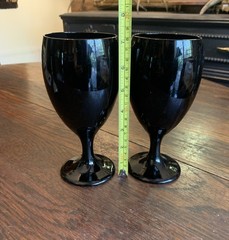 2 Vintage Libbey Black Amethyst Wine Water Glass Stem Goblets 7”Tx3.25”W~1990’s