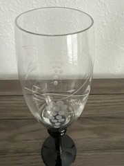Mikasa Crystal Champagne Flutes Set 4 Etched Grapevine Black Twist Stem 9”