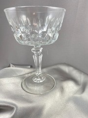 Set of 7 Vintage Crystal Champagne Coupe Sherbet Dessert Glasses Faceted Stemwar