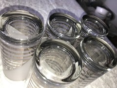 Set of 5 CULVER SIlver SHIP’S SAIL Frosted CLOUDS Striped 16oz Highball TUMBLER