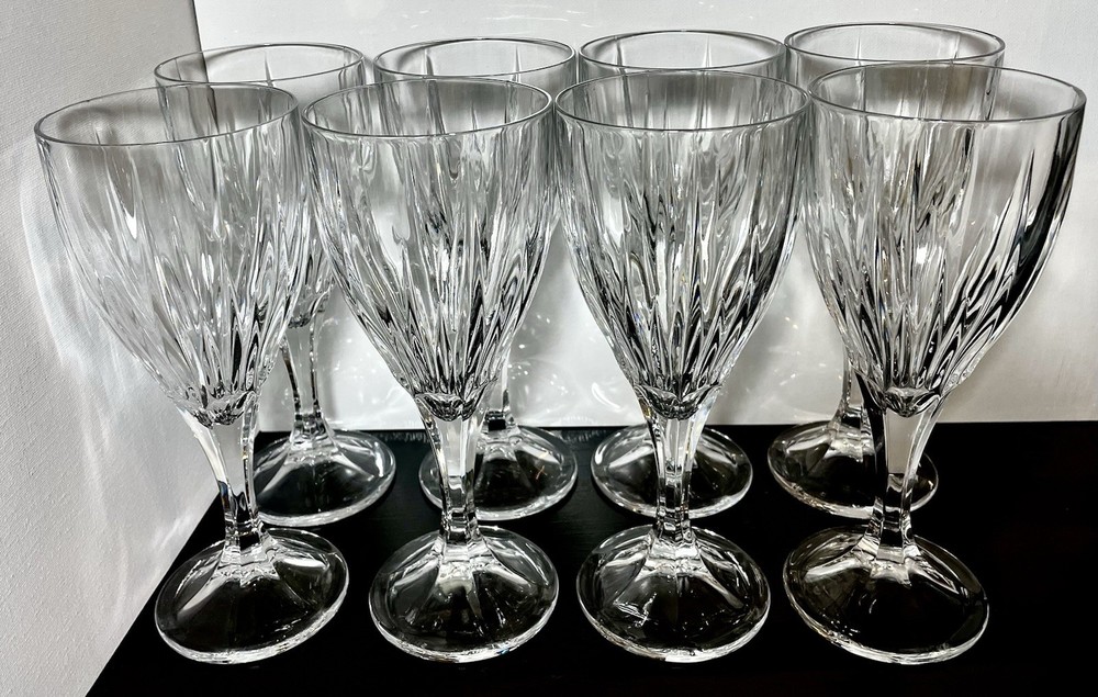 8 Godinger Shannon Crystal INGRID Water Goblets, 8 1/8″h 24% Lead Crystal MINT!
