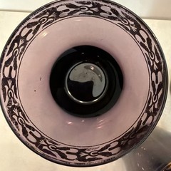 (5) Vintage Amethyst Pier 1 Imports Purple Blown Glass Tumblers Gold Trim