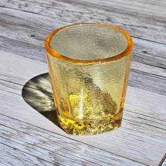 🍋 Heavy Bottom Scuffs 🍋 Citrus On The Rocks Glass 🍋 Signed 🍋 Fire and Light