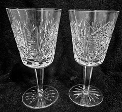 WATERFORD GOBLETS (2) CLARE PATTERN MINT CONDITION SIGNED OF COURSE