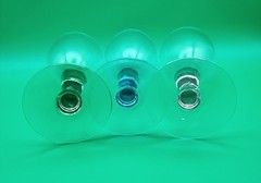 Set of 6 Clear Wine Glasses 10 oz Colored Stems Blue Green Pink