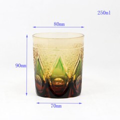 4PCS Crystal Whiskey Sets Tumbler Edo Kiriko Candle Pattern Glasses 9oz/250ml