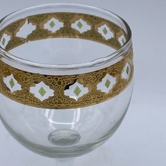 Set 8 Vintage Blown Glass Culver Antiqua Ornate 22K Gold Band 6″ Wine Glasses