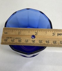(1) Vintage Anchor Hocking Essex Cobalt Blue 10-Panel 3.5″ Whiskey Lowball Glass