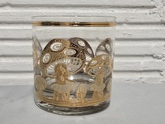 Culver Ltd 22k Gold Mushroom Lowball Cocktail Glass Vtg Mid Century MCM Signed