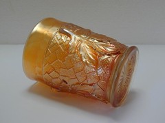 Antique Dugan Marigold Carnival Maple Leaf 8 oz Tumbler Glass