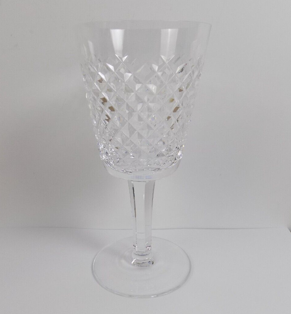 Lot of 5 Waterford Alana Crystal 6 7/8″ Water Goblets Cut Diamonds Signed