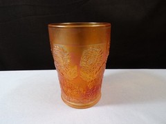 Vintage Fenton Marigold Carnival Glass Ten 10 Mums Pattern Tumbler INV2