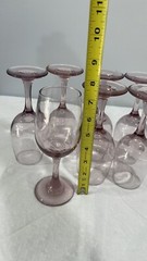 Libbey Mauve Light pink purple wine water glasses 8 Oz vintage 90s set of 7