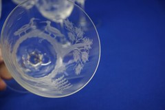Hunt Safari Animal Scenes-(6) Water Goblets, 5 3/8″ -LOT F (B61)